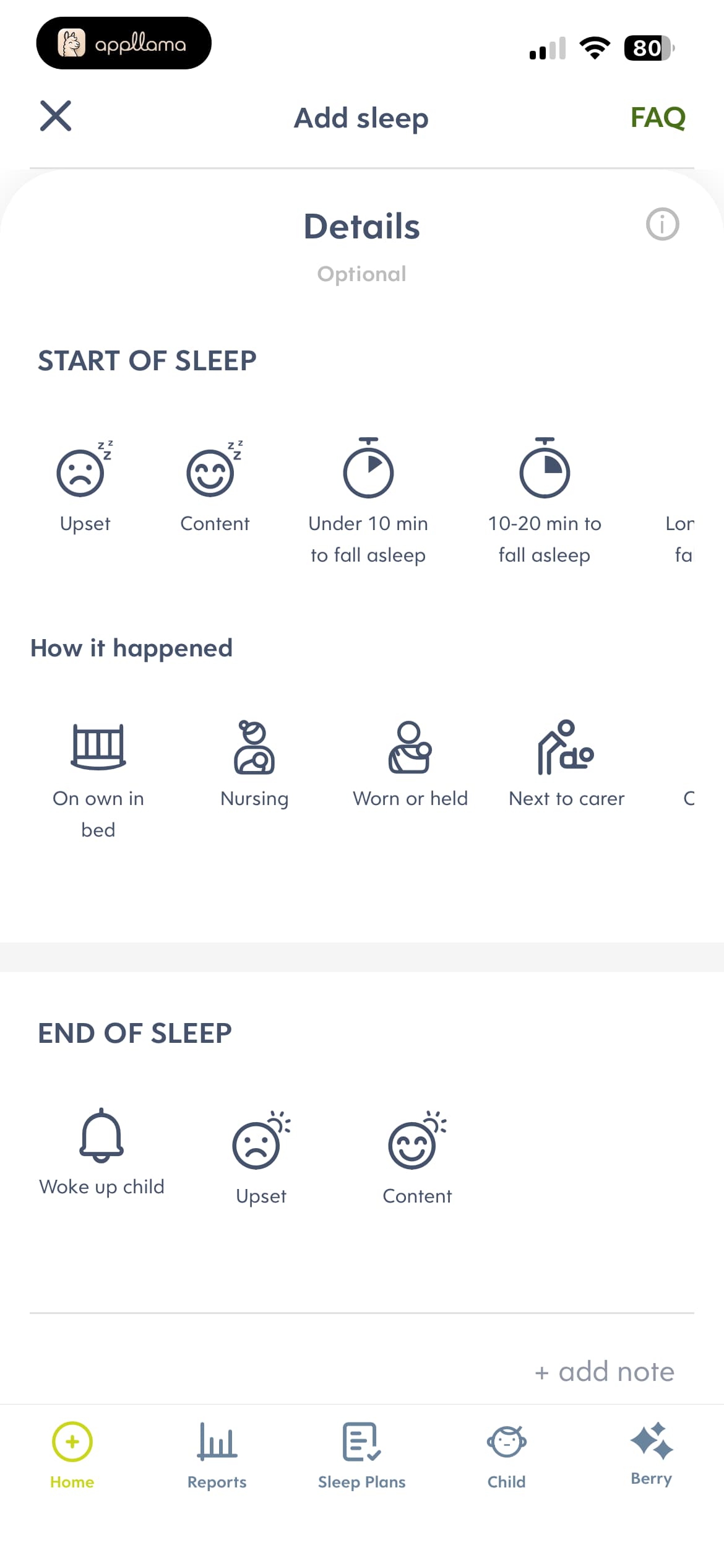 Sleep details form