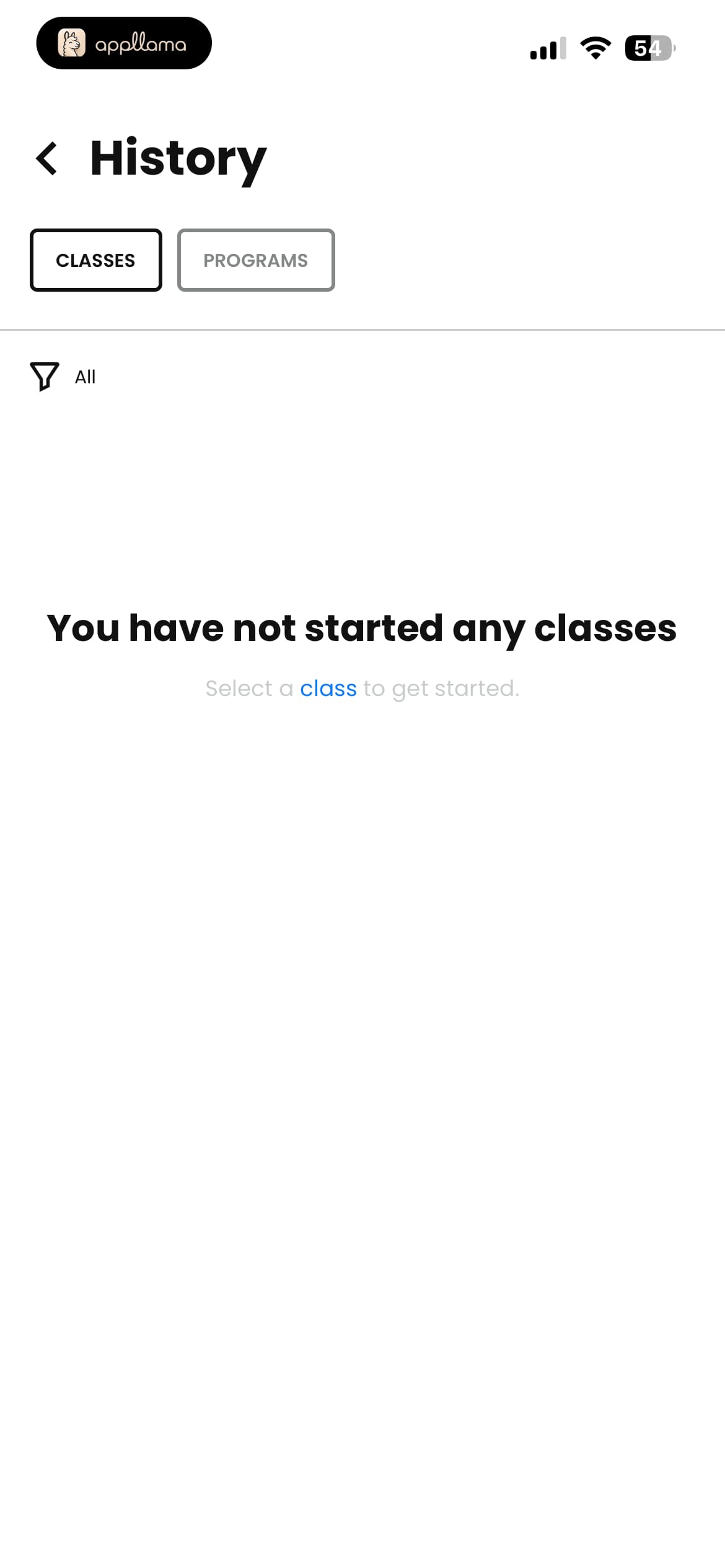 Class History Empty