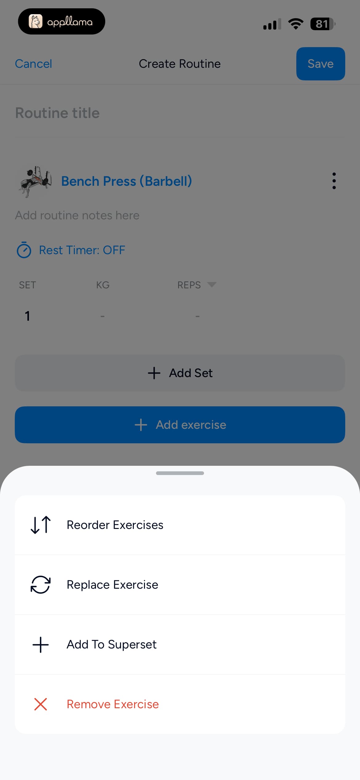 Exercise Options Sheet