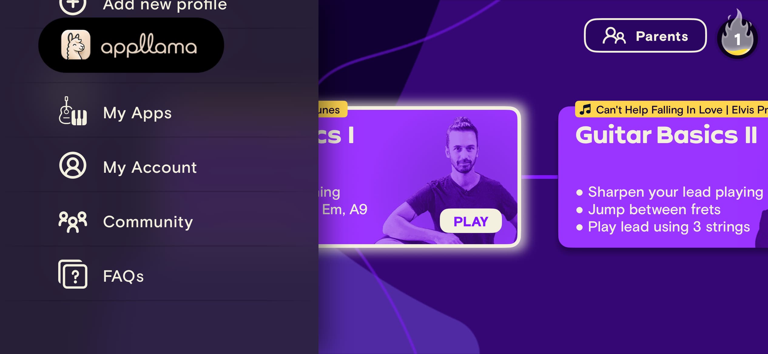 Profile Menu