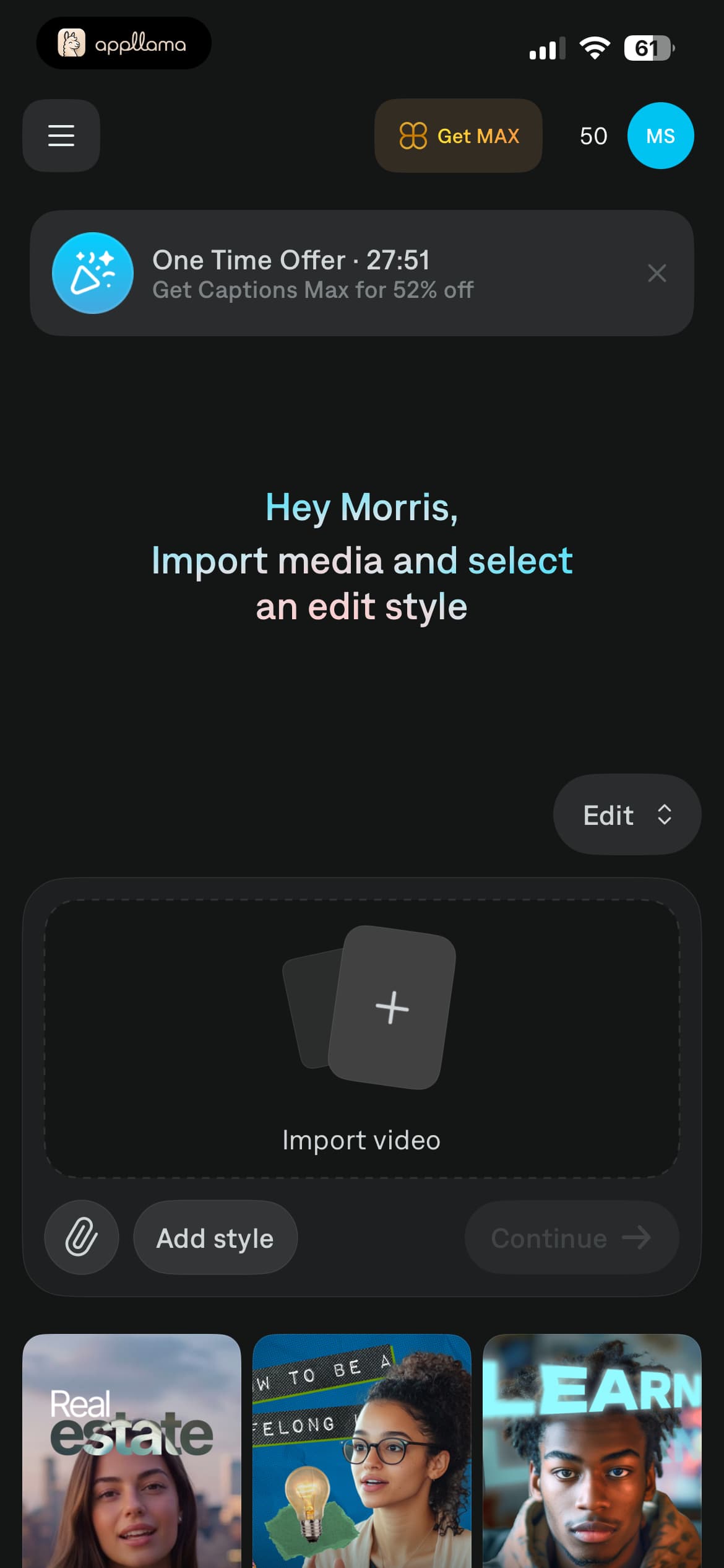 Home Import Prompt
