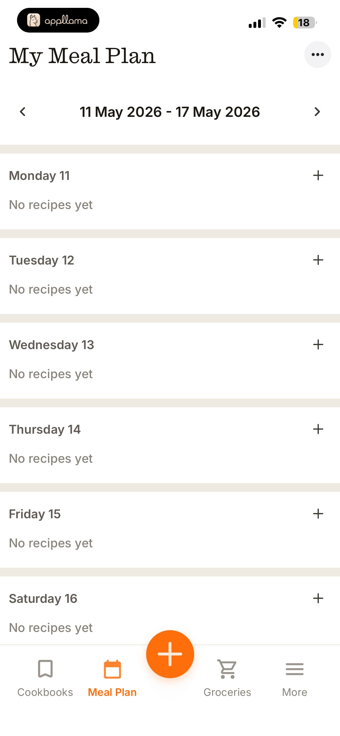 Meal Plan Calendar