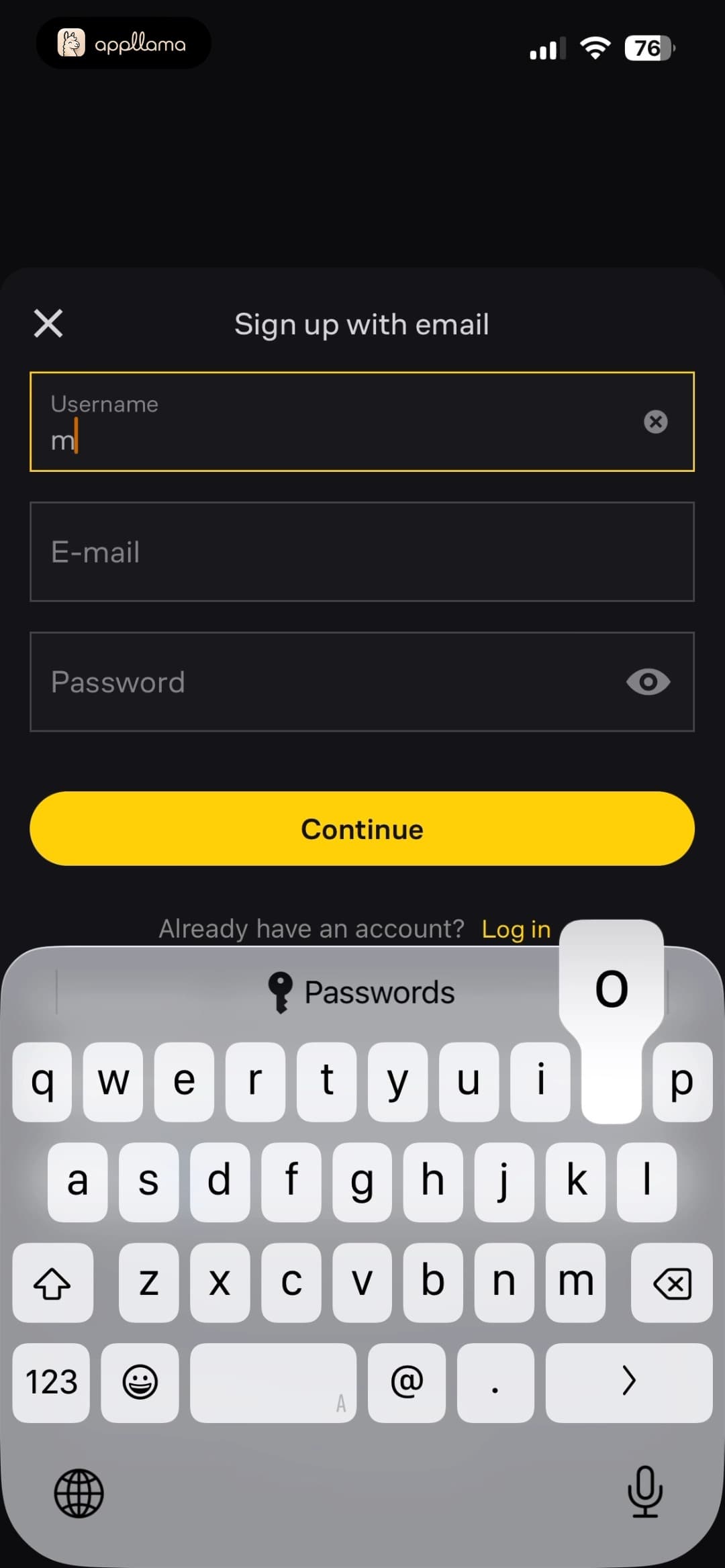 Email Sign Up Keyboard