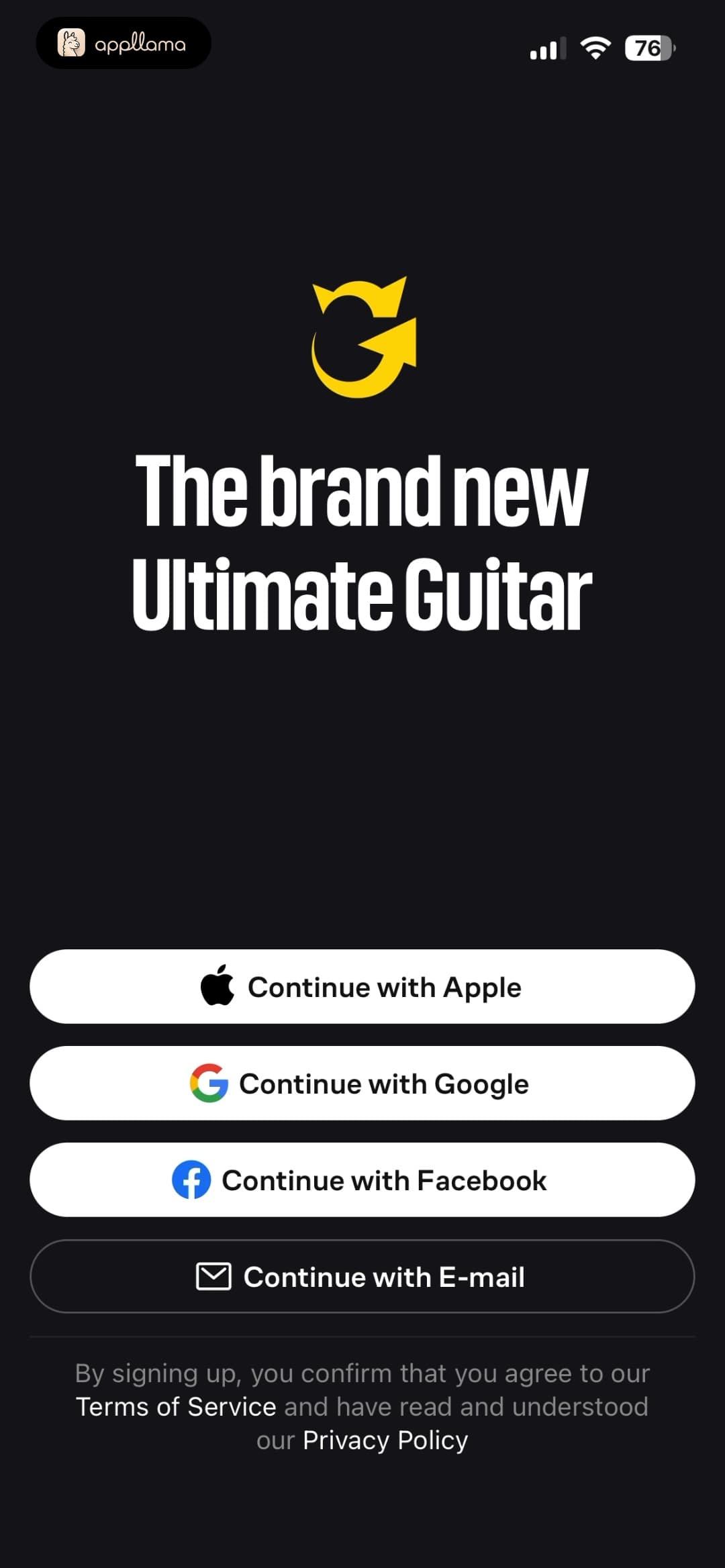Ultimate Guitar: Chords & Tabs home screen