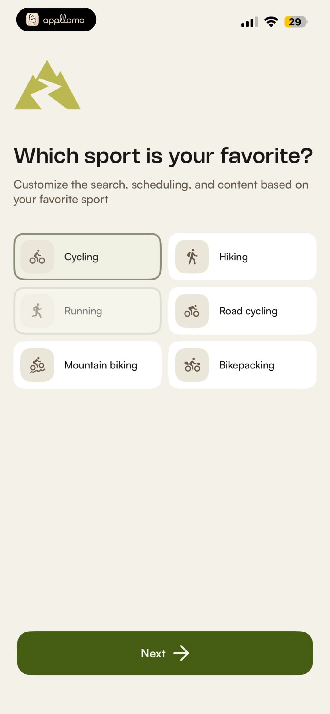 Favorite Sport Selection