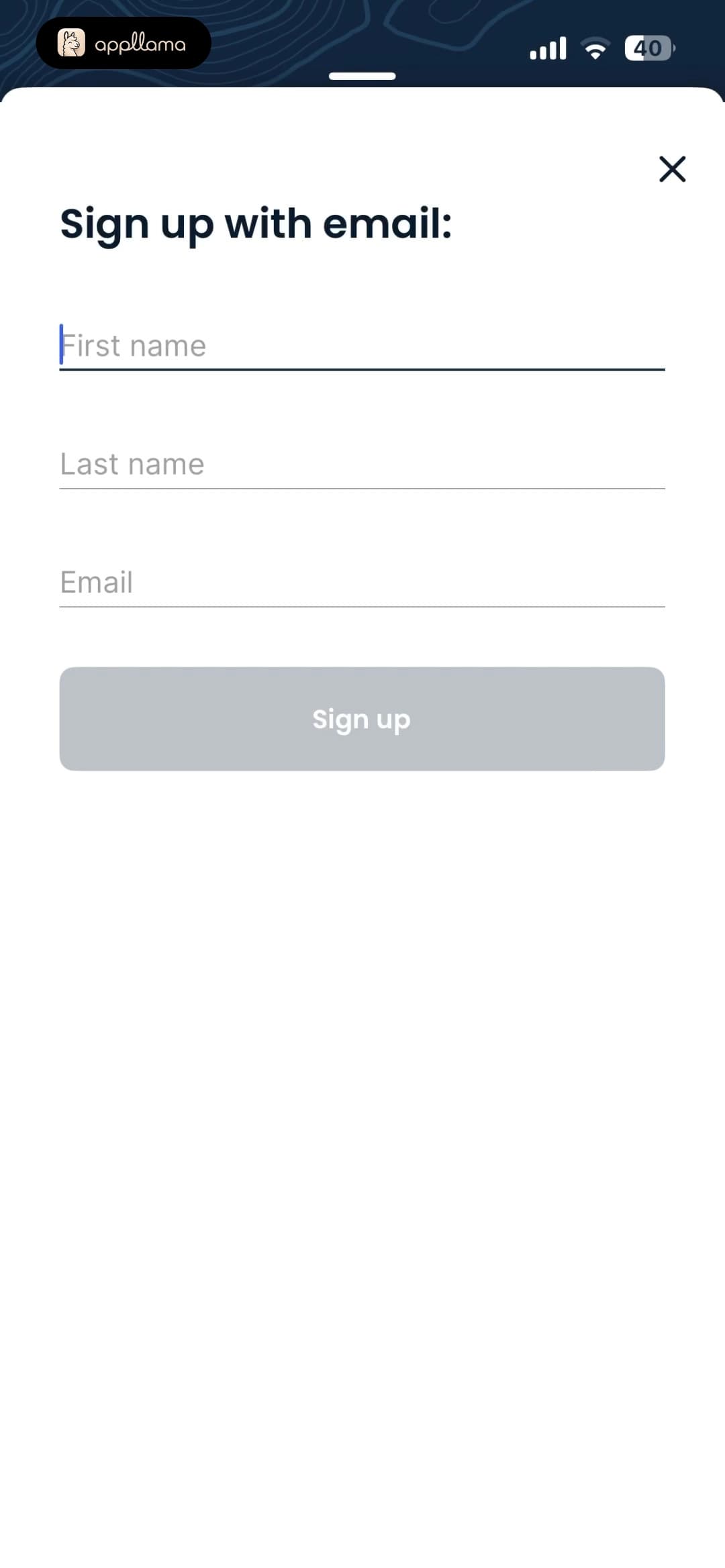 Email Sign Up