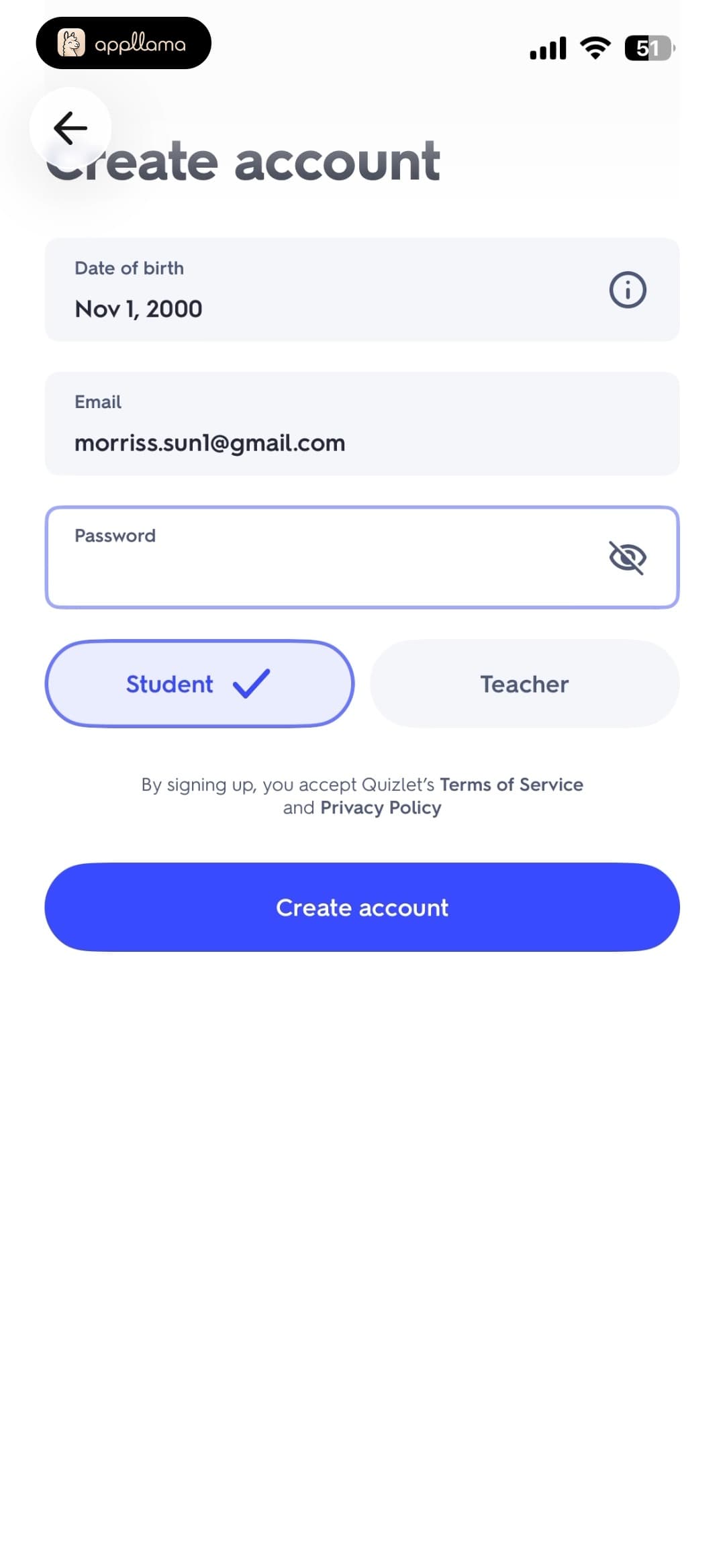 Create Account