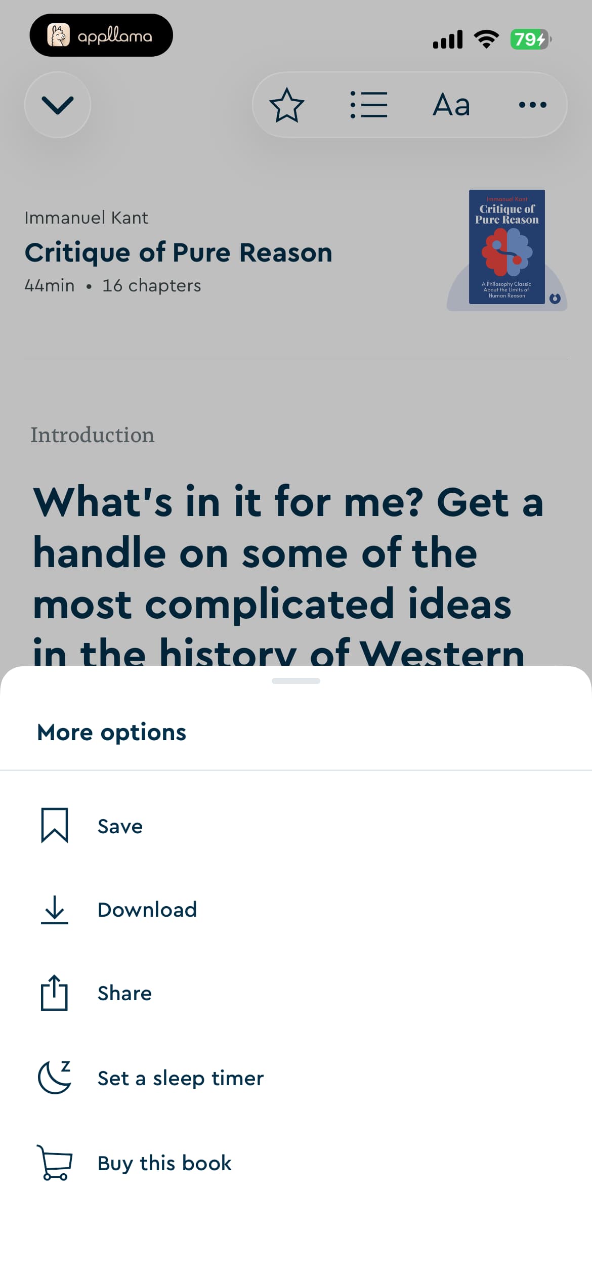 Reader More Menu