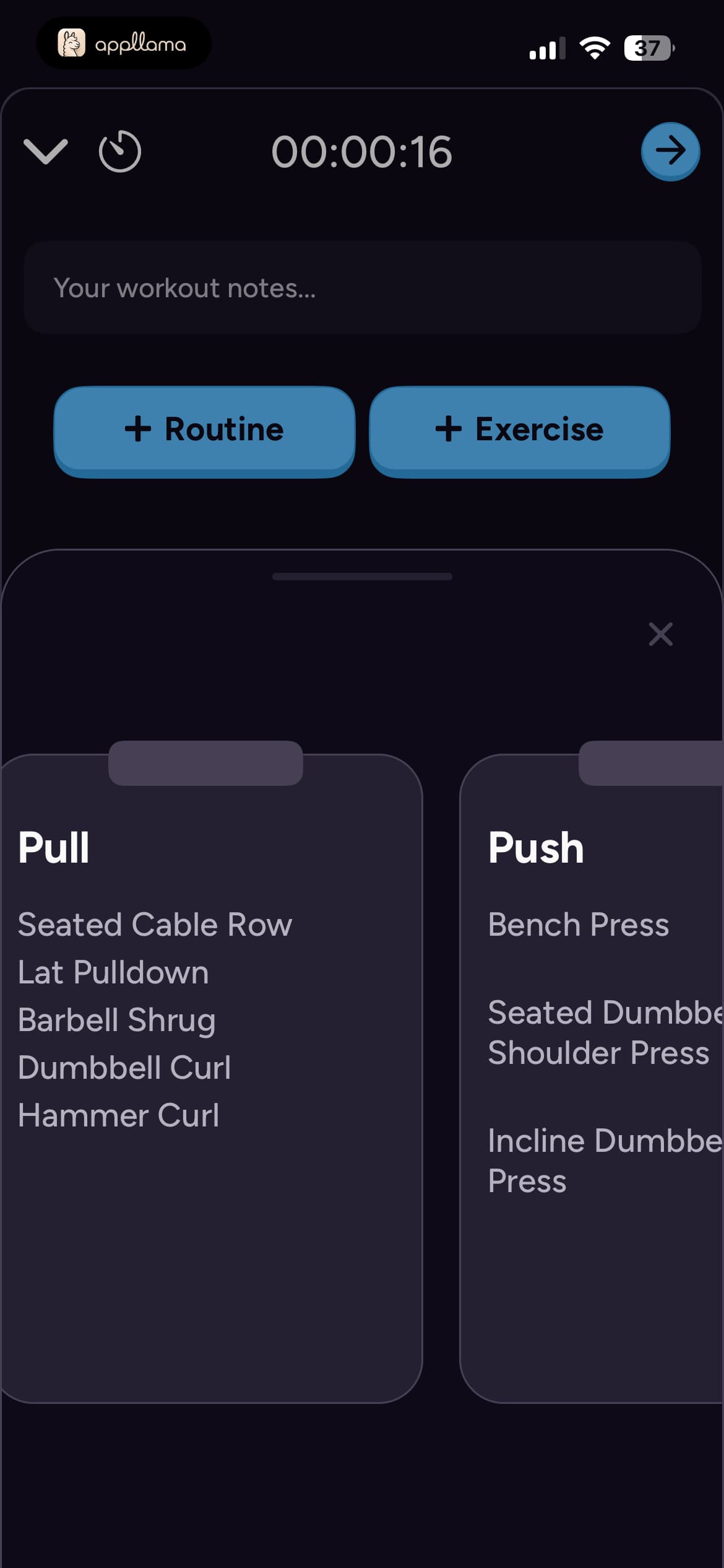 Active Workout Exercise Picker