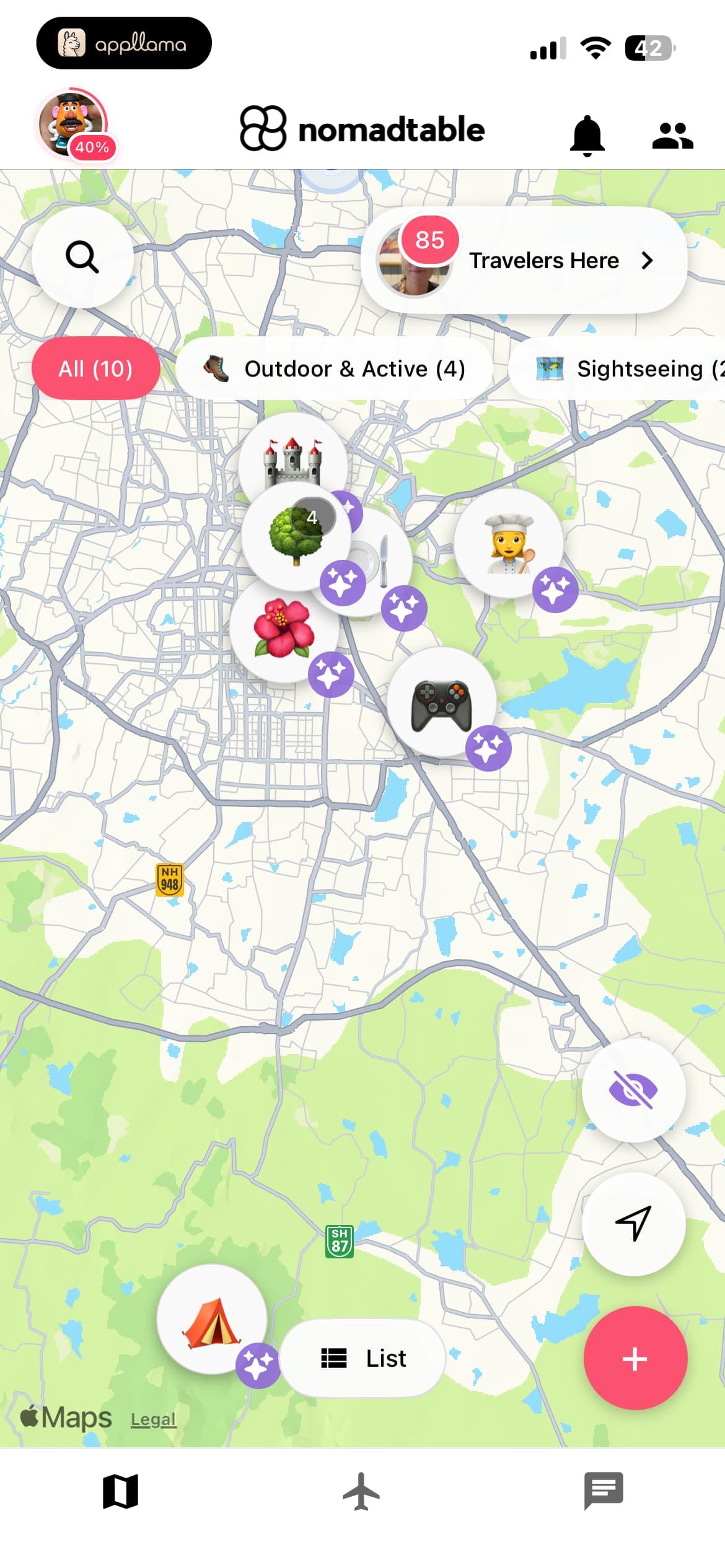 Map Activity Filters