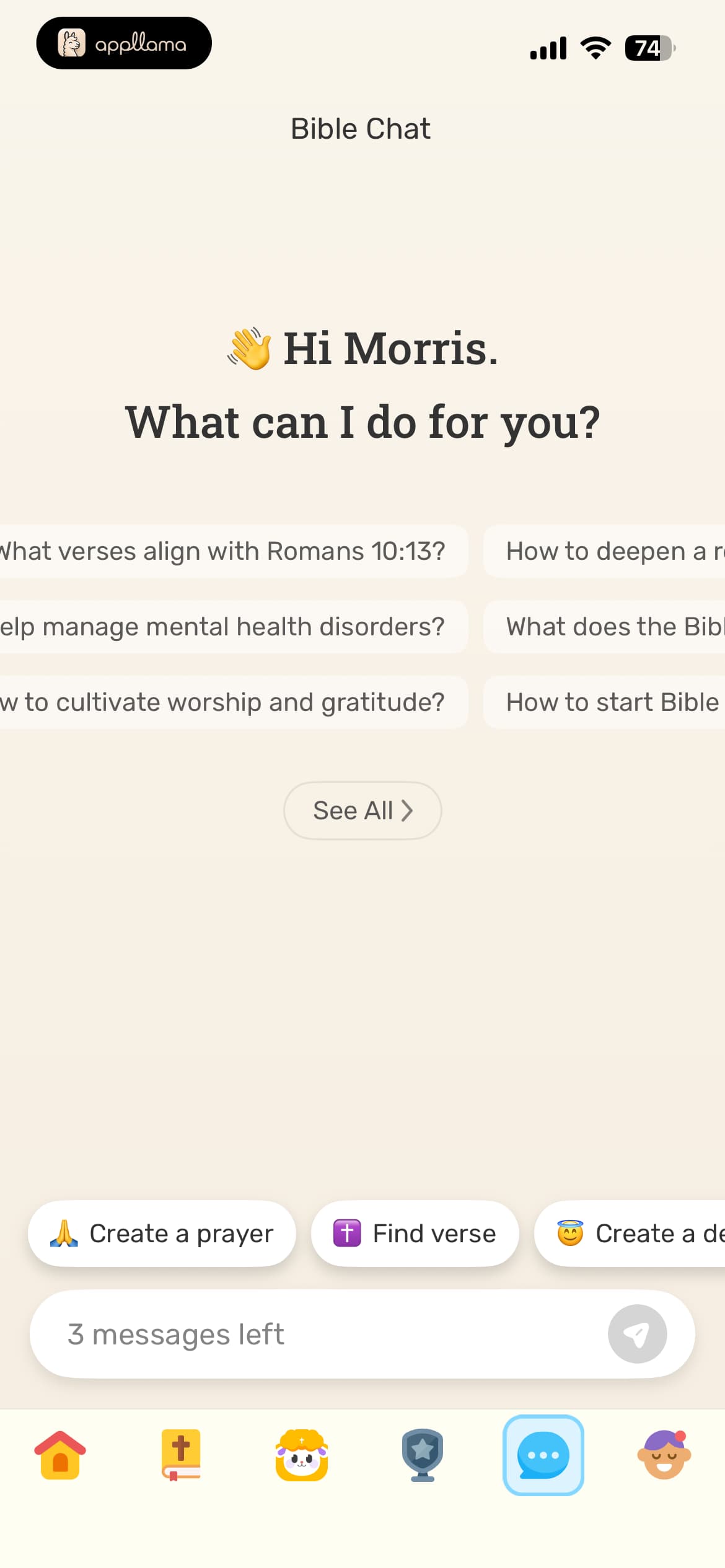 Prayer Chat Home