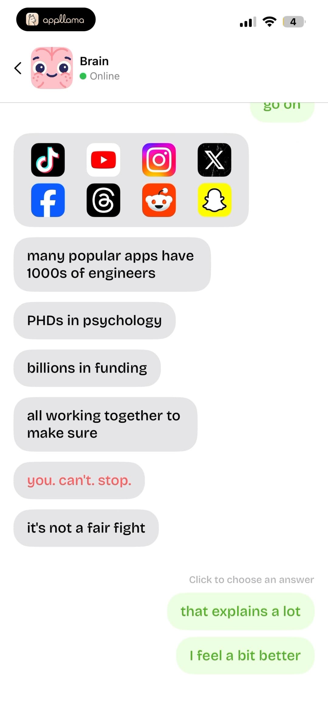App Selection Chat