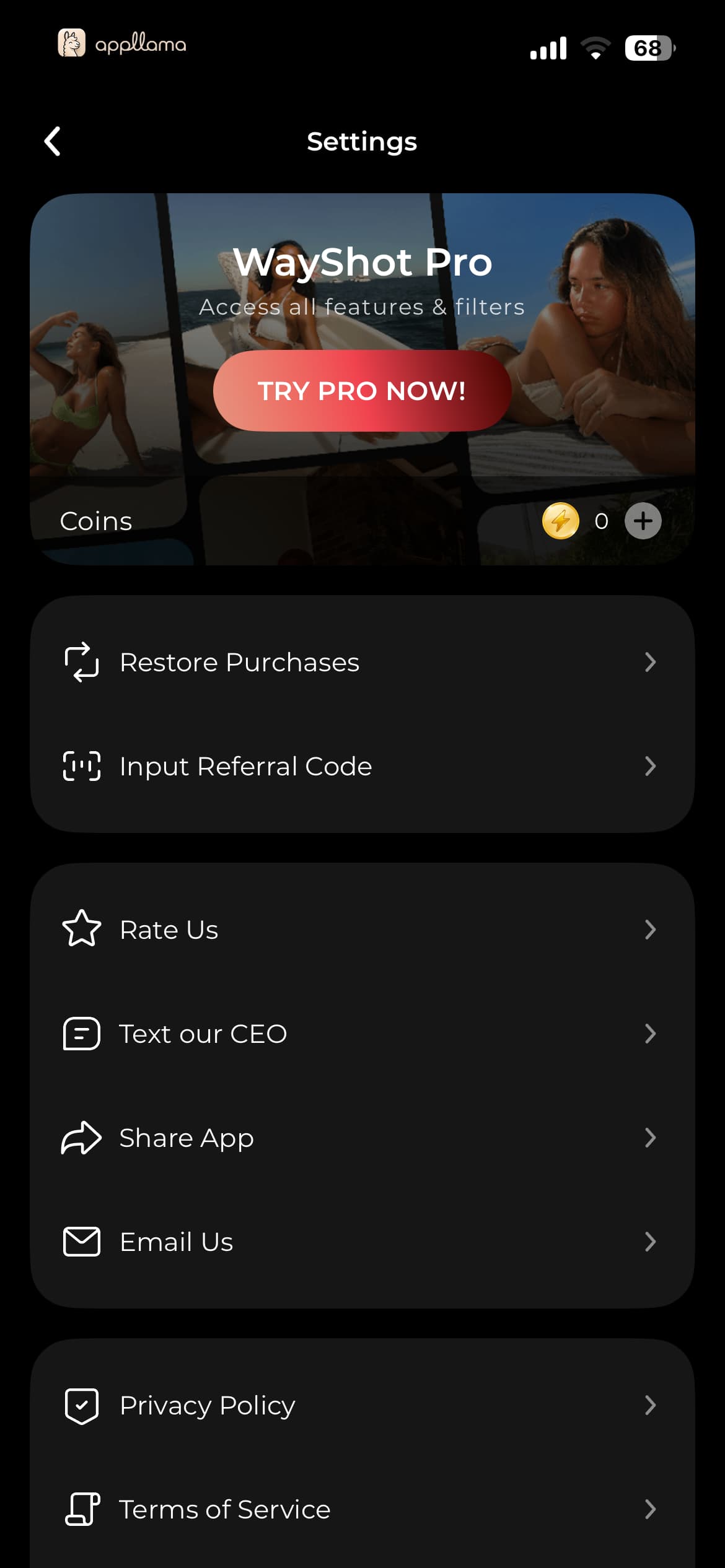 Settings Upsell