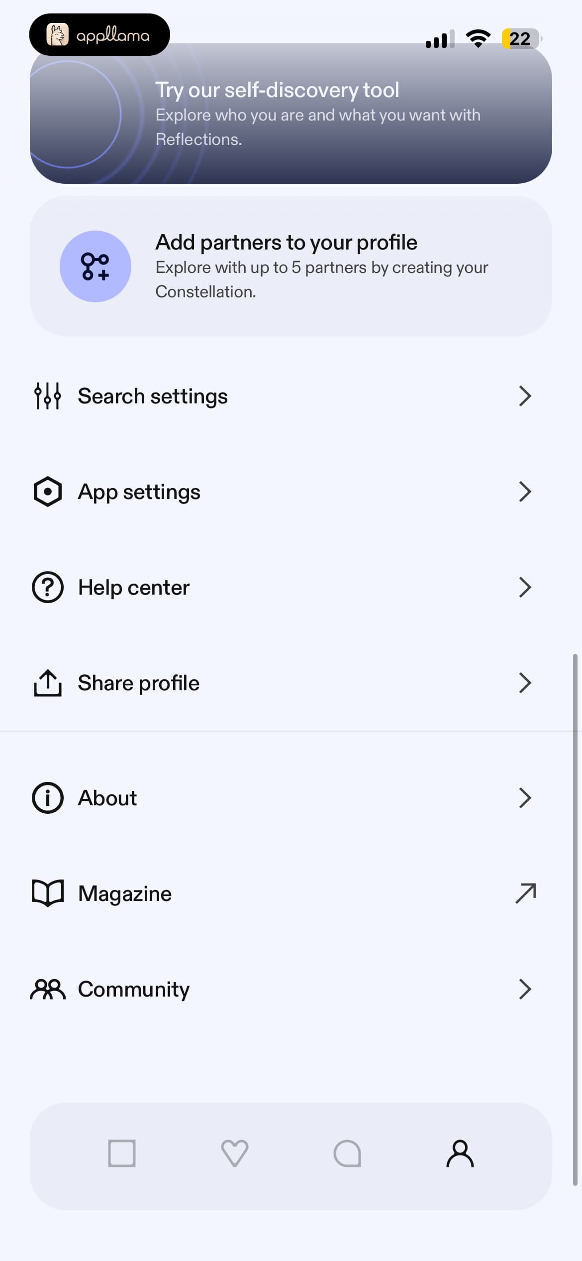 Settings Menu