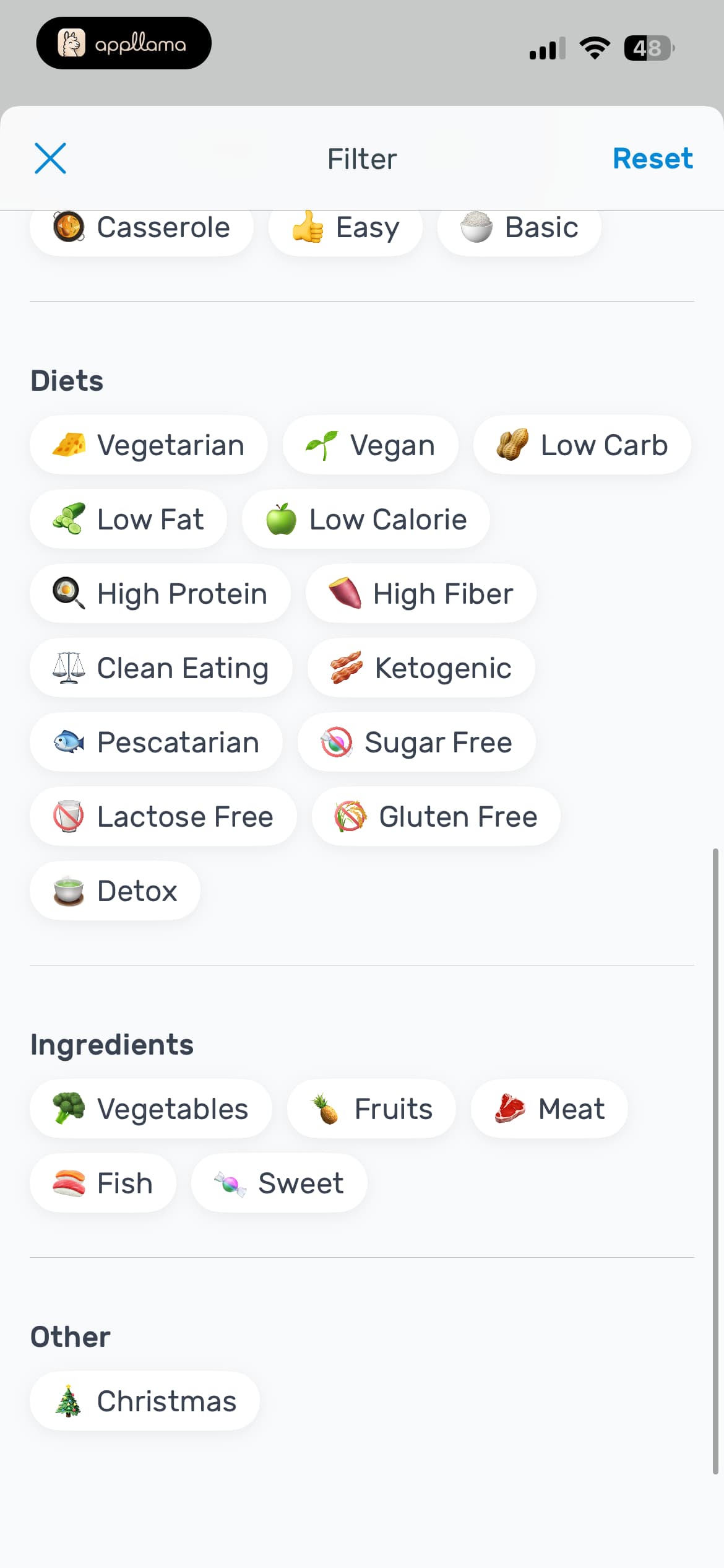 Advanced Recipe Filter