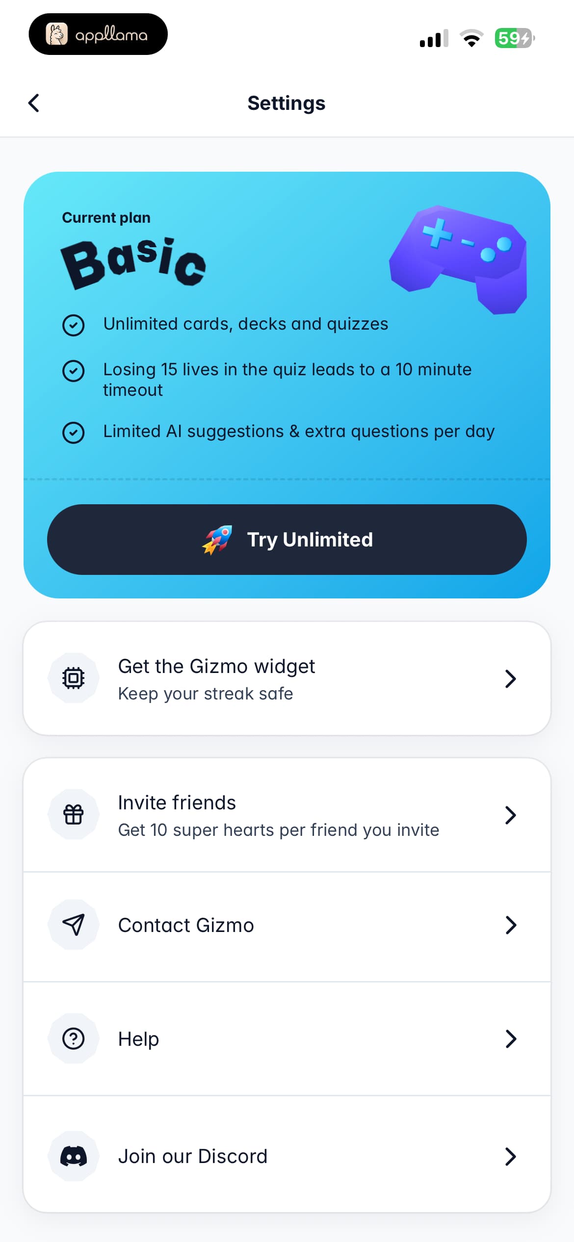 Subscription Settings